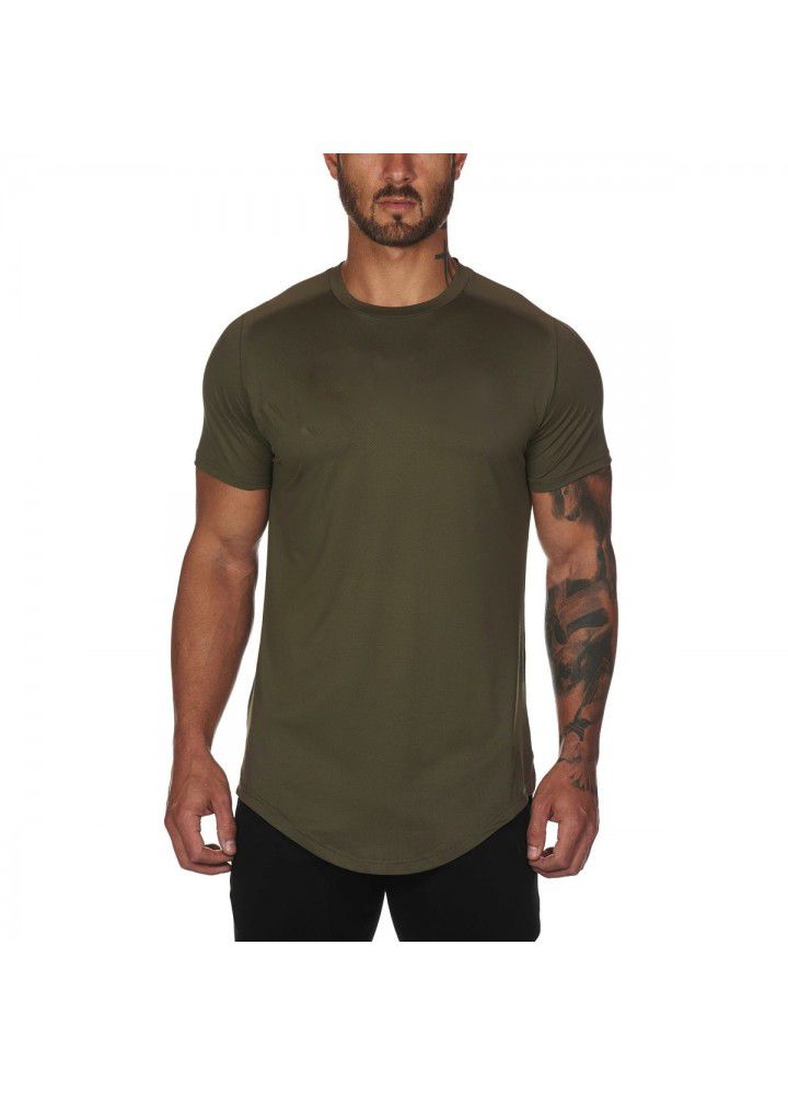 Cross border European and American T-shirt summer sports fitness short sleeve men's fast drying training T-shirt manufacturers direct sales