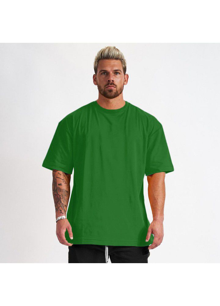European and American hip hop style short sleeve sports fitness large t-shirt men's running leisure cotton exercise suit