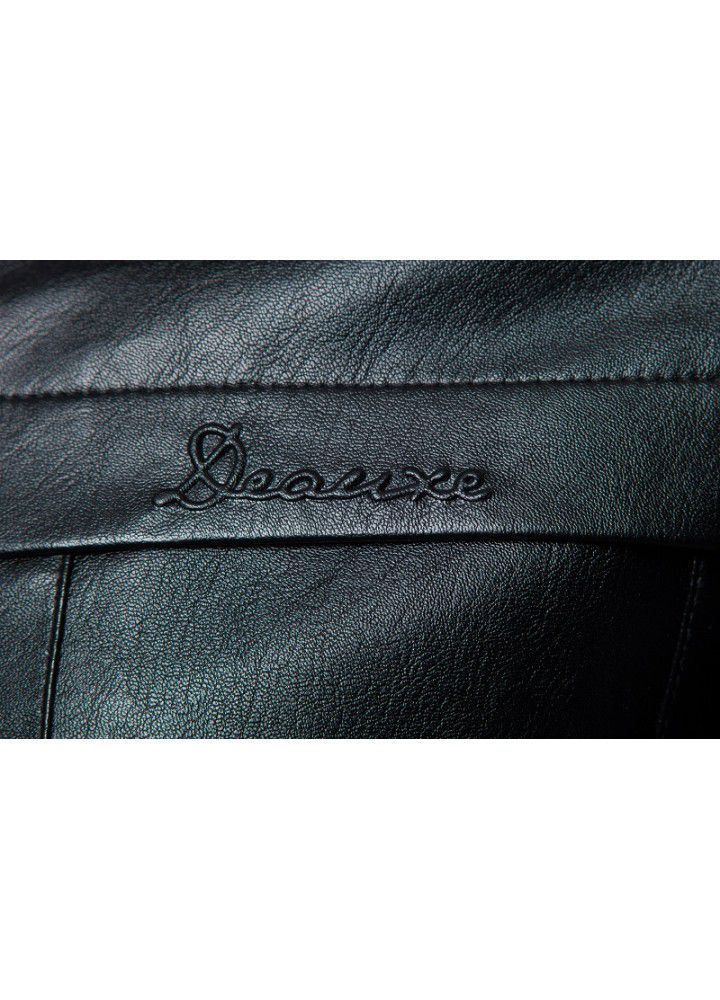 Cross border foreign trade autumn and winter 2019 new men's high quality Korean fashion slim fit locomotive Lapel leather coat
