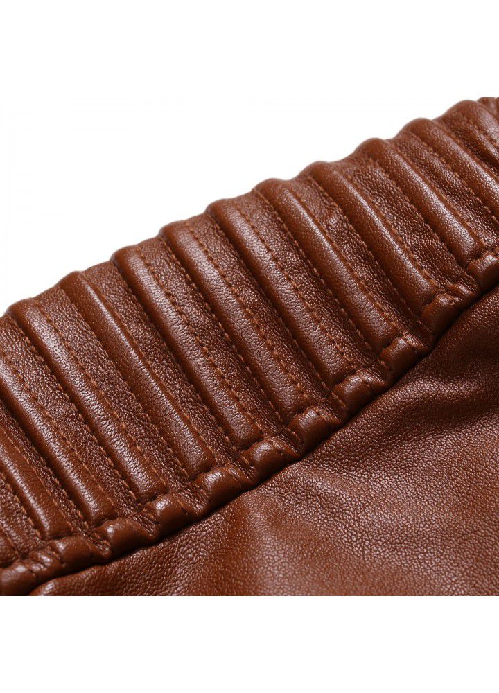 Foreign trade Amazon's new men's European and American leisure stand collar motorcycle leather jacket jacket fashion in autumn and winter of 2019
