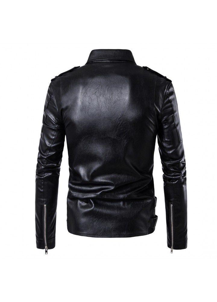 2018 foreign trade express wish men's leather clothing autumn and winter nightclub performance men's leather jacket large size coat