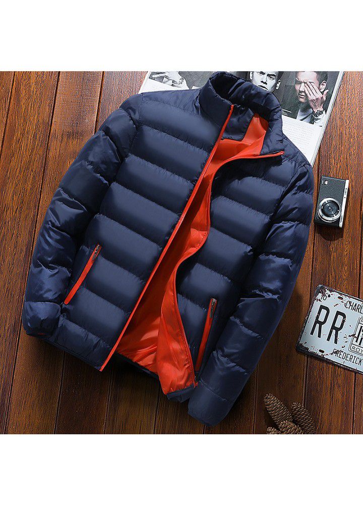 Autumn and winter 2020 thickened sports cotton padded jacket men's stand collar cardigan down jacket outdoor cotton padded jacket leisure coat warm cotton clothing