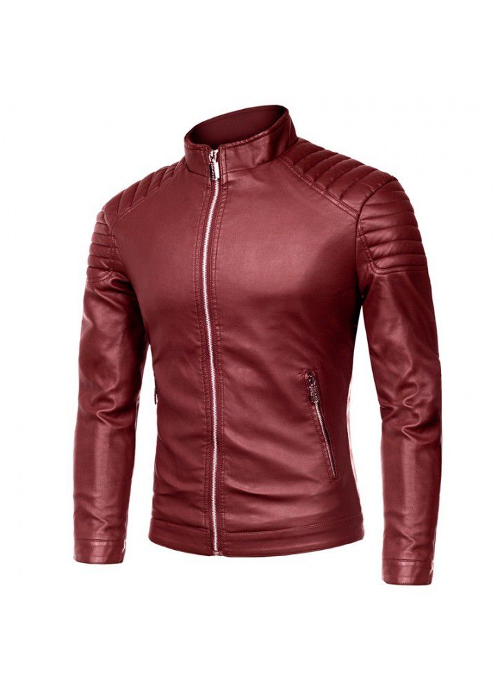 Perennial supply fall and winter 2019 new fashion collar zipper decoration fashion high quality leather jacket