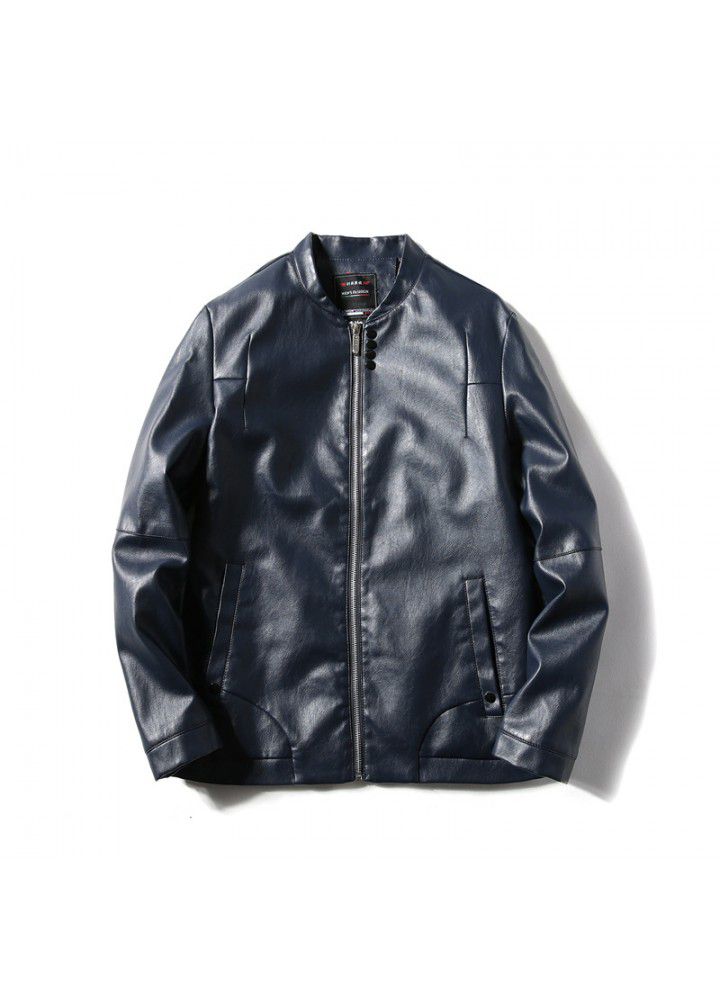 Foreign trade Amazon express fall and winter 2018 new men's PU leather collar large men's jacket