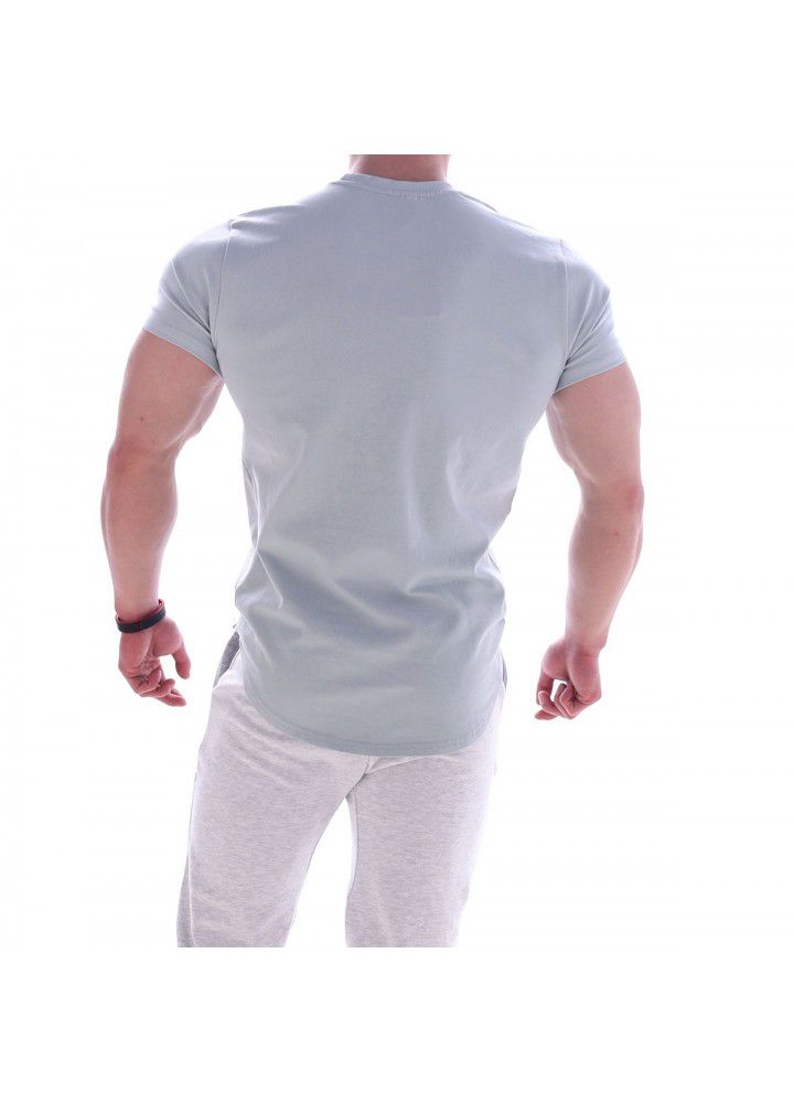 Foreign trade new fitness sports men's Vest T-shirt summer Euro American round neck running short sleeve men's clothing