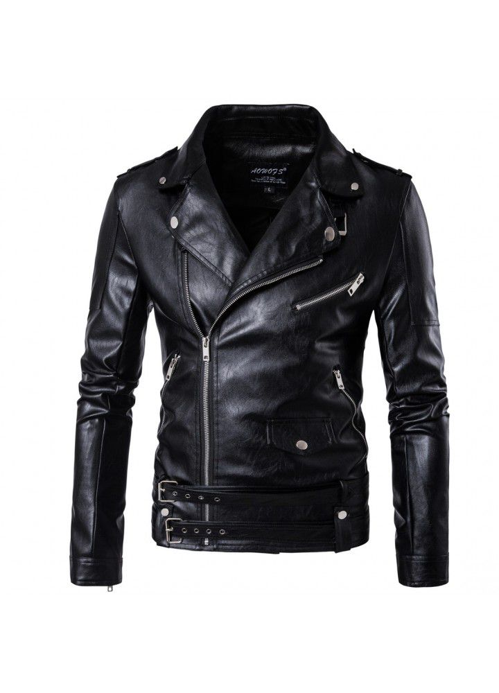 2018 foreign trade express wish men's leather clothing autumn and winter nightclub performance men's leather jacket large size coat