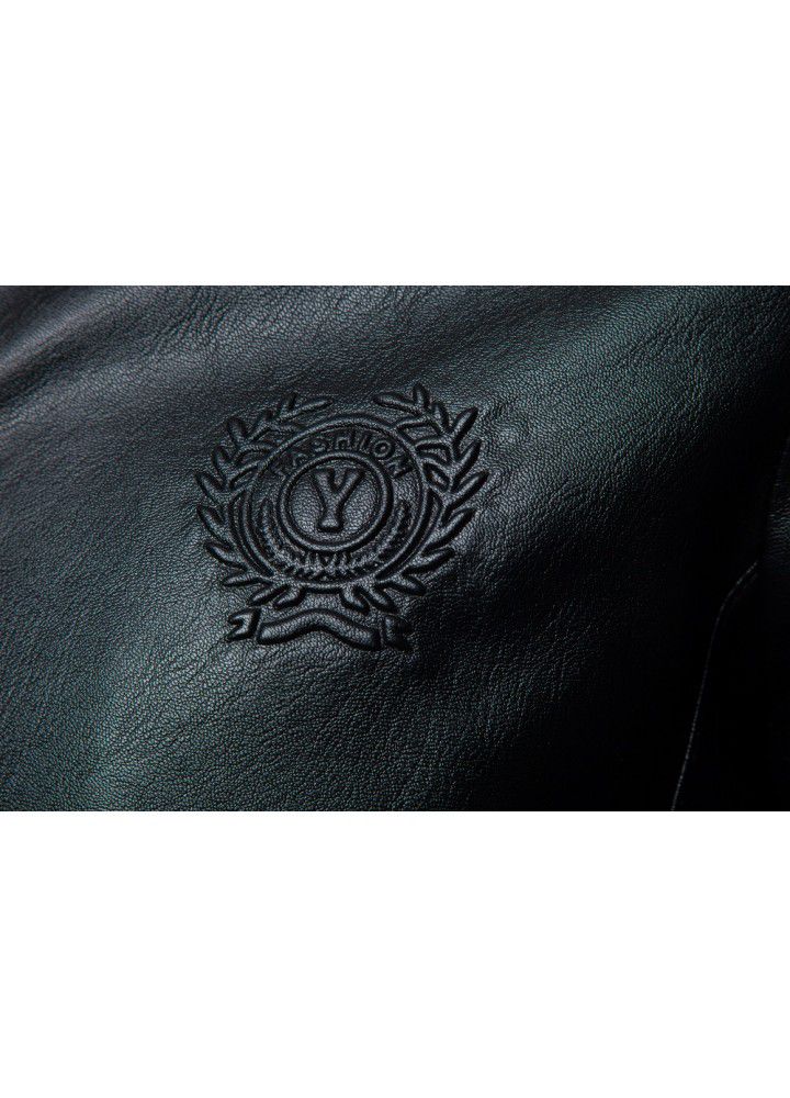 Cross border e-commerce 2019 spring and autumn new locomotive slim fitting leather coat men's British fashion stand collar leather coat py09