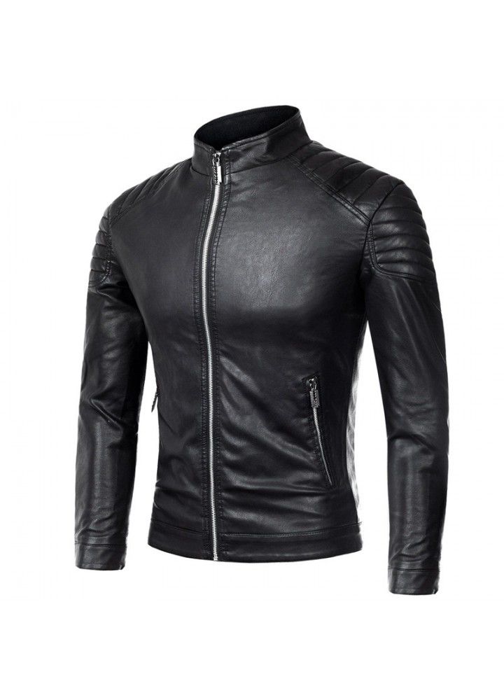 Perennial supply fall and winter 2019 new fashion collar zipper decoration fashion high quality leather jacket