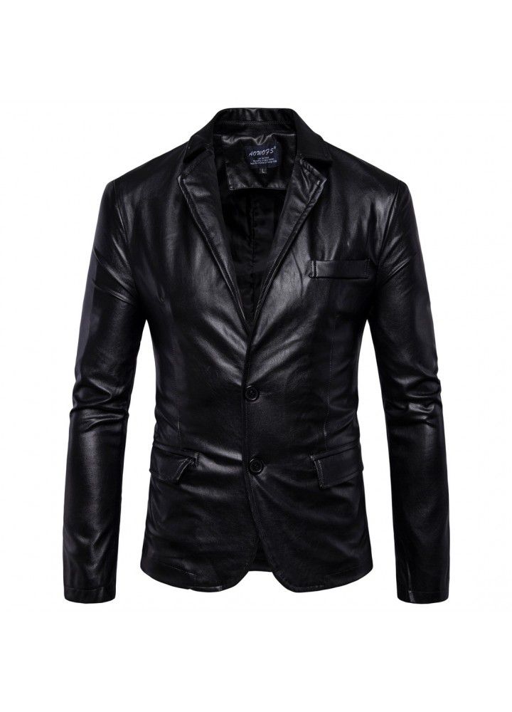 [Euro code] foreign trade wise large men's motorcycle leather jacket autumn winter 2018 new men's leisure leather jacket