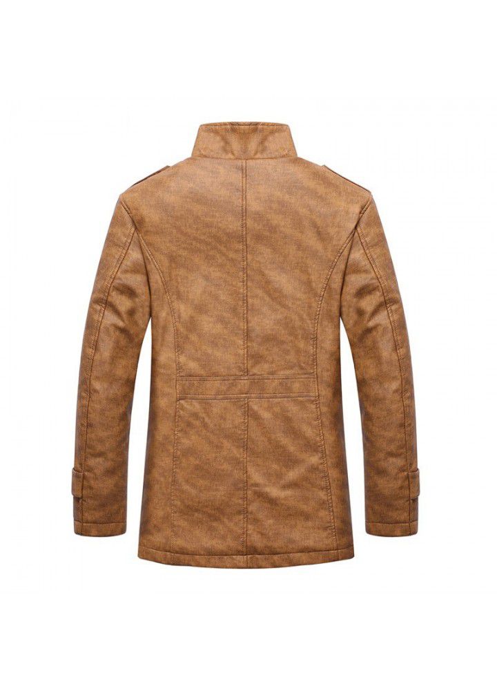 Foreign trade Amazon fur coat men's jacket fur integrated plush fur coat medium length men's large leather coat