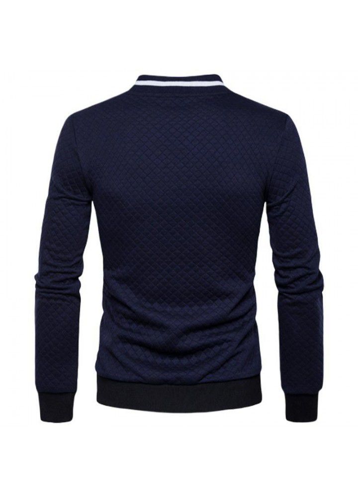 New men's jacket zipper collar sweater jacket men's jacket Plaid cardigan cross border e-commerce Amazon