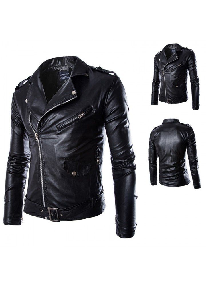 Foreign trade new Korean locomotive slim fit Leather Men's leather jacket British fashion men's PU leather y012