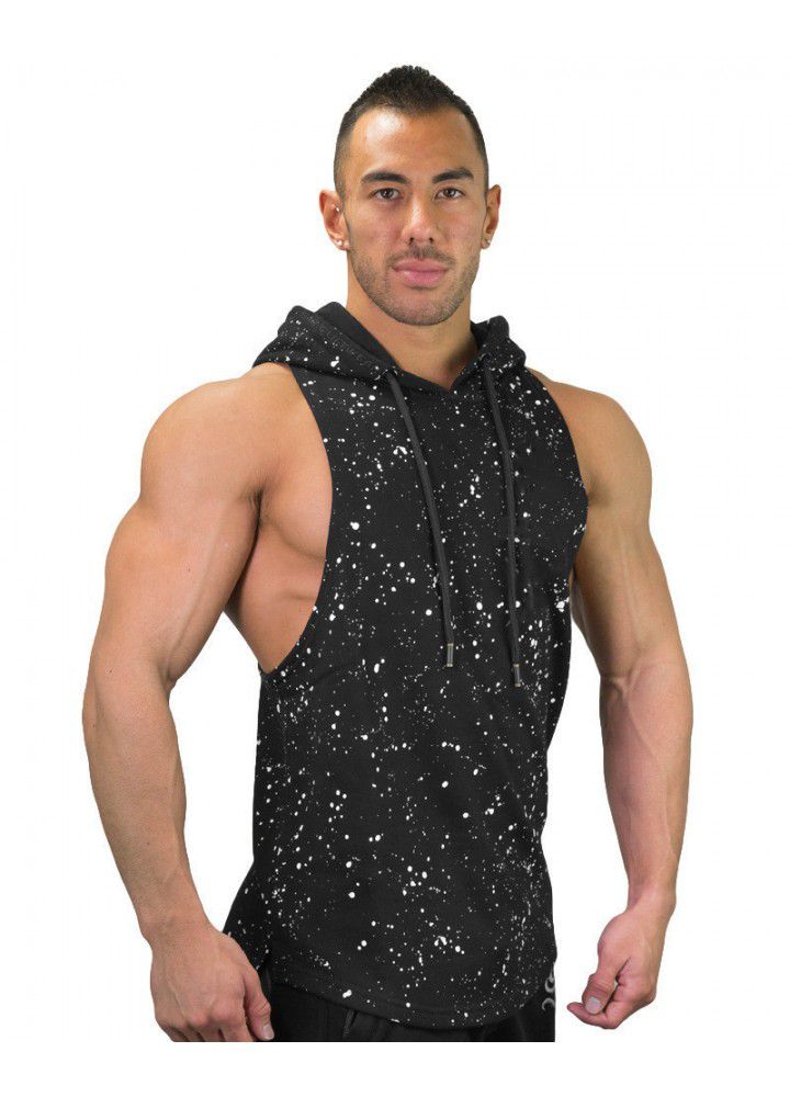 2019 new muscle fitness men's basketball vest running sports camouflage casual sleeveless Hoodie