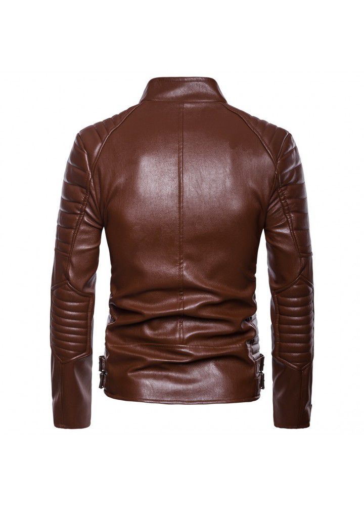 Cross border supply new men's clothing in autumn 2018 Kali locomotive leather coat lapel leather coat large size leather jacket fashion