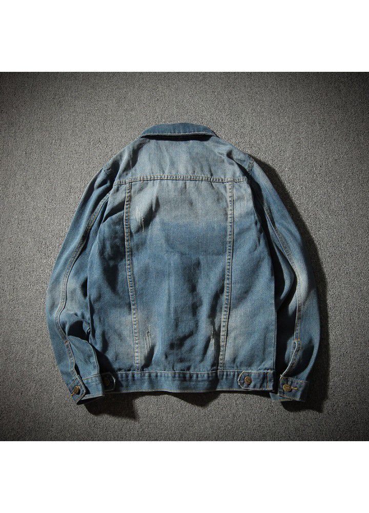 Foreign trade wholesale new Korean men's fashion long sleeve slim fit men's Plus Size fat jeans jacket