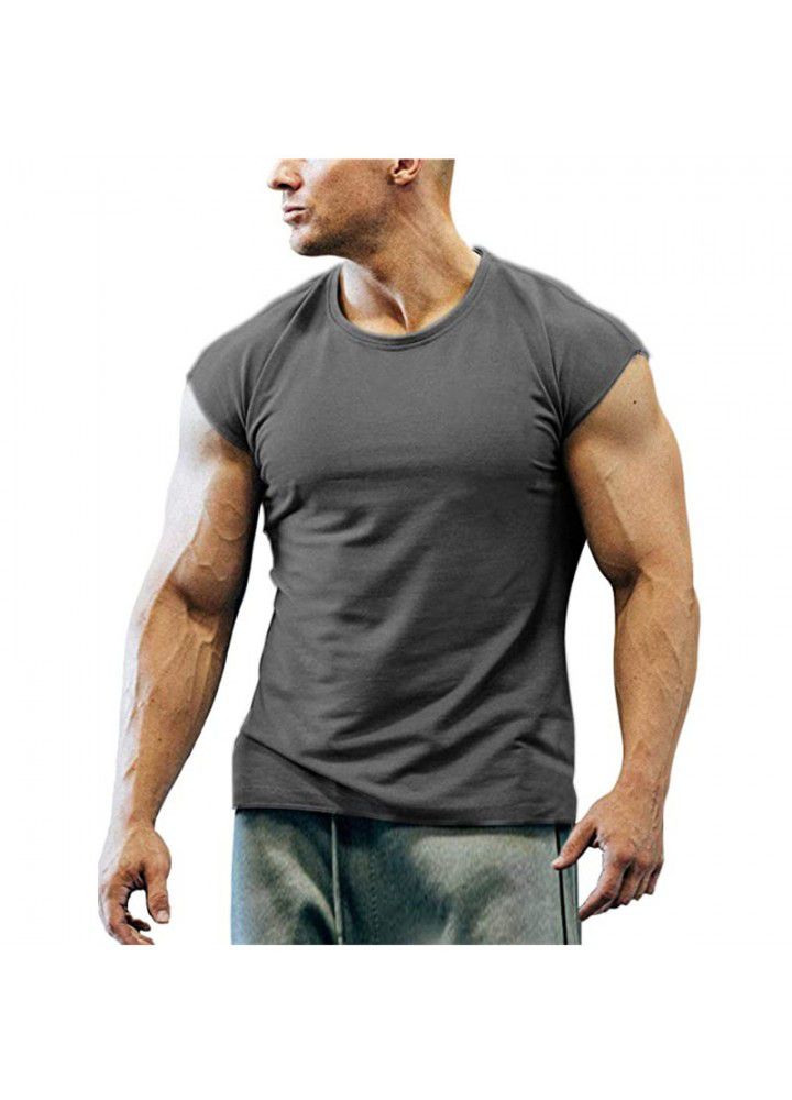 2020 new fashion sleeveless T-shirt men's summer leisure sports fitness men's short sleeve base shirt 
