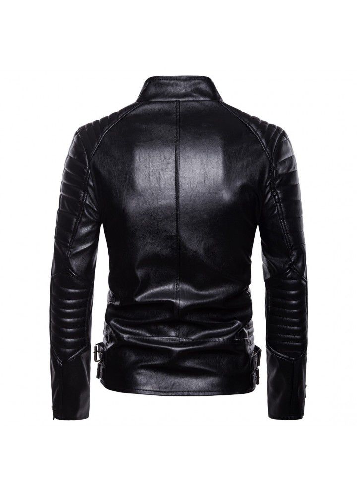 Cross border supply new men's clothing in autumn 2018 Kali locomotive leather coat lapel leather coat large size leather jacket fashion