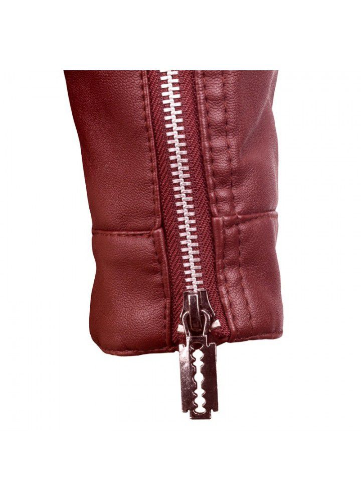 Perennial supply fall and winter 2019 new fashion collar zipper decoration fashion high quality leather jacket