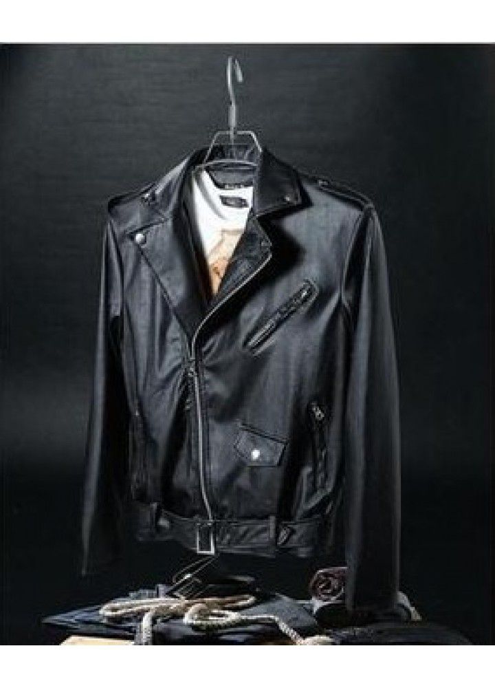 Foreign trade new Korean locomotive slim fit leather jacket men's leather jacket British fashion men's leather jacket