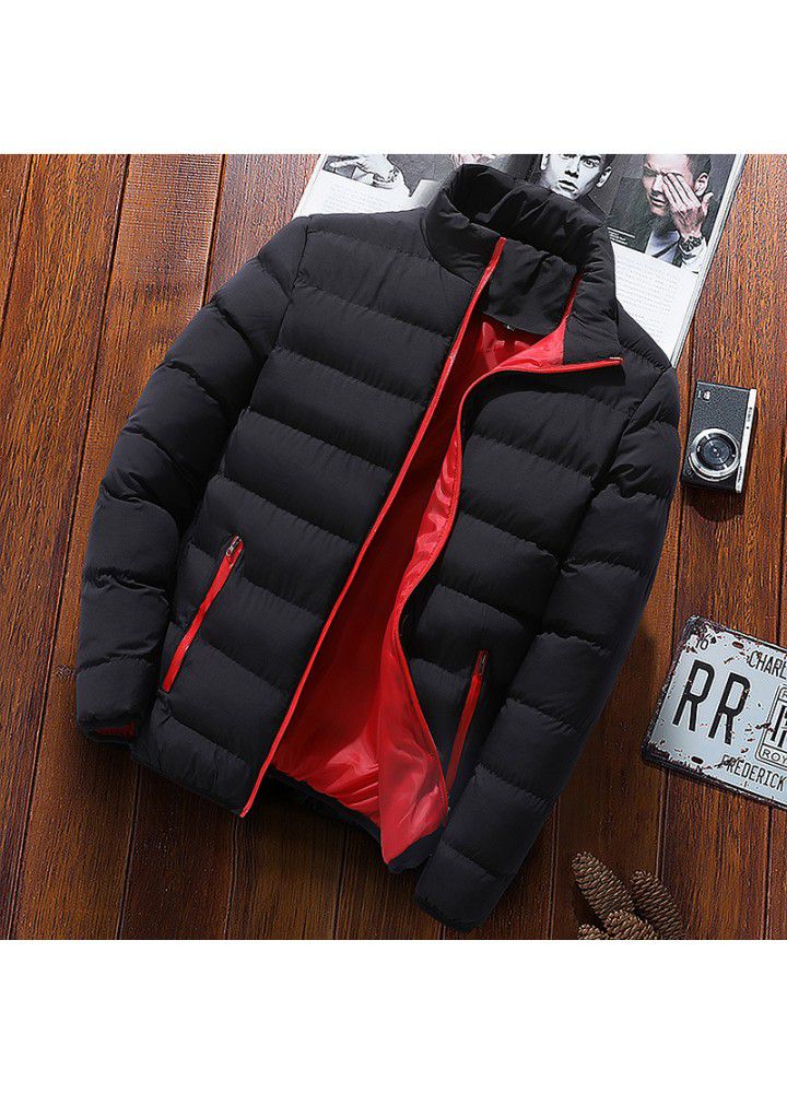 Autumn and winter 2020 thickened sports cotton padded jacket men's stand collar cardigan down jacket outdoor cotton padded jacket leisure coat warm cotton clothing