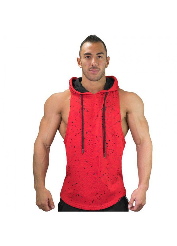 2019 new muscle fitness men's basketball vest running sports camouflage casual sleeveless Hoodie