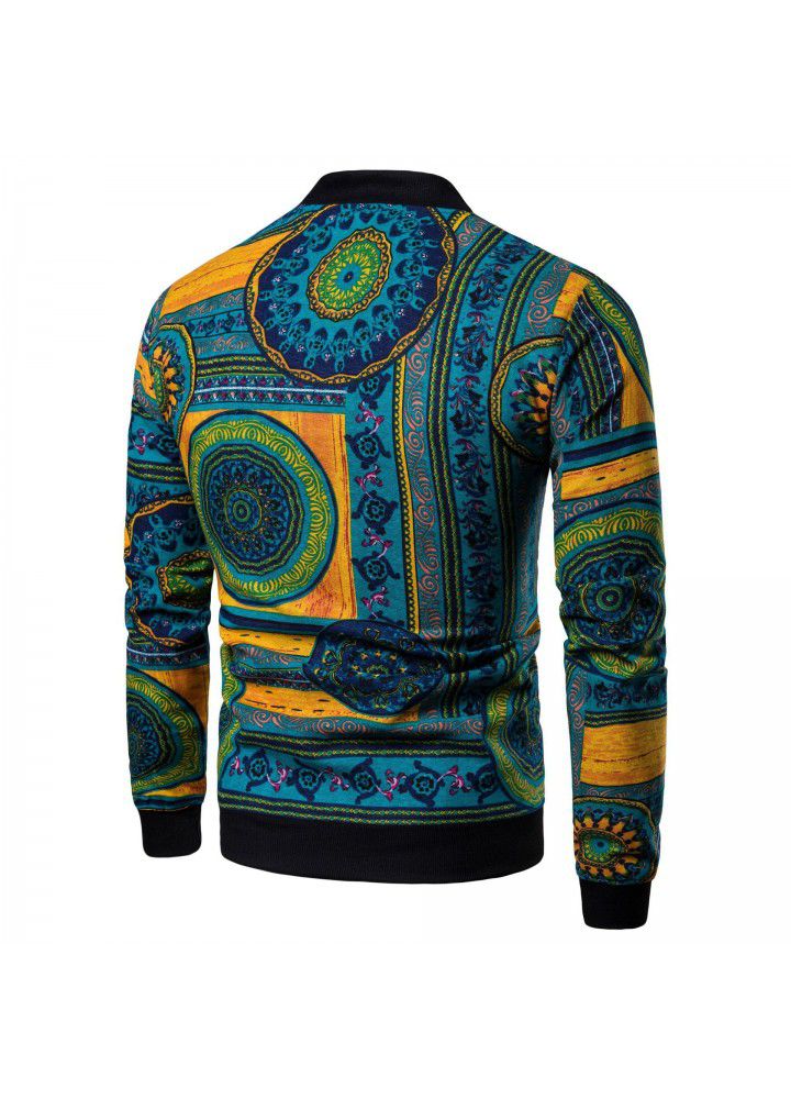 European Amazon 2019 new foreign trade new autumn and winter large men's floral splicing jacket jk06