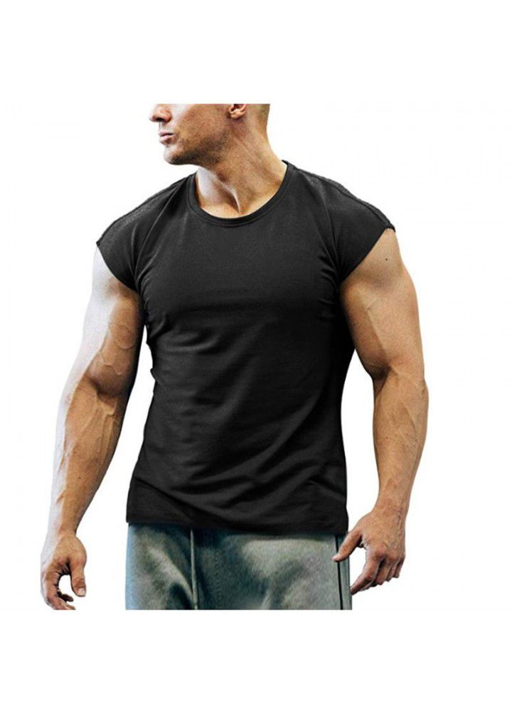 2020 new fashion sleeveless T-shirt men's summer leisure sports fitness men's short sleeve base shirt 