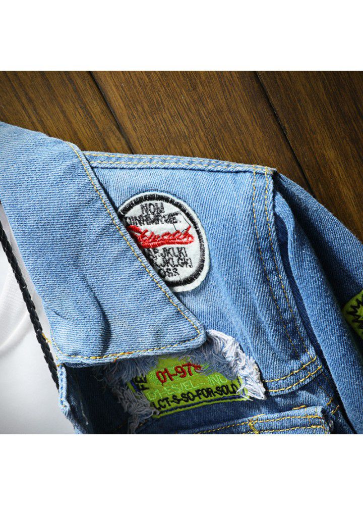 Cross border source fall 2018 new men's Lapel Denim Jacket Large denim jacket m-5xl