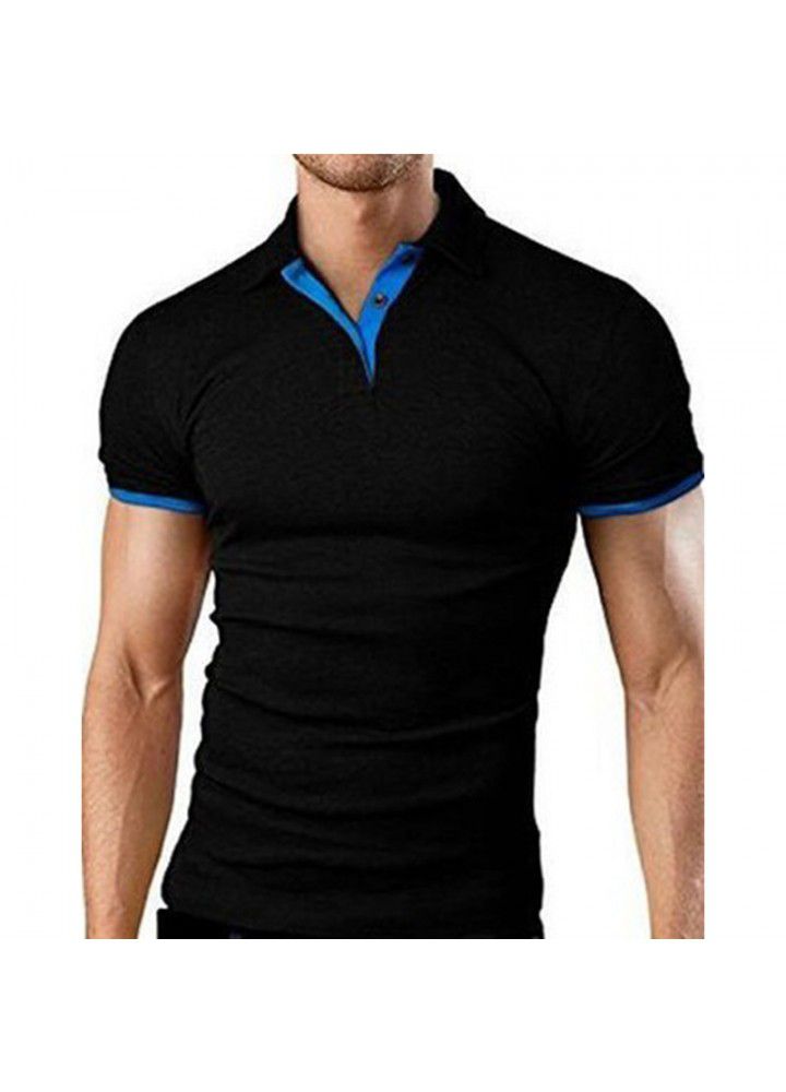 European foreign trade men's solid color casual polo shirt summer fashion trend slim short sleeve T-shirt manufacturer
