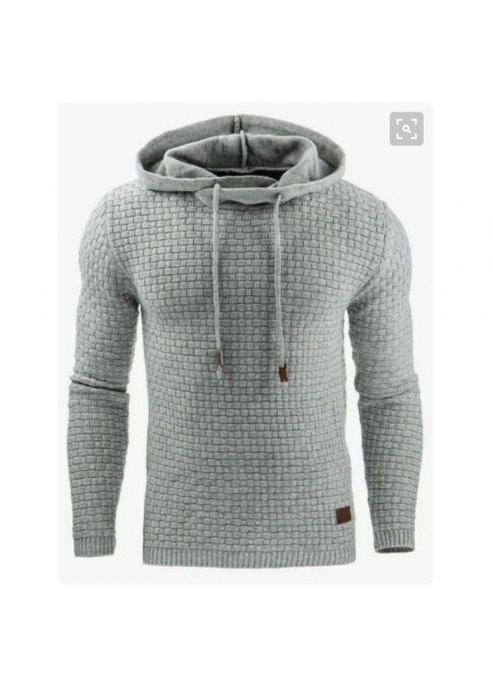 Autumn and winter new European and American men's Jacquard sweater long sleeve Hoodie warm color hooded sport Pullover coat in stock