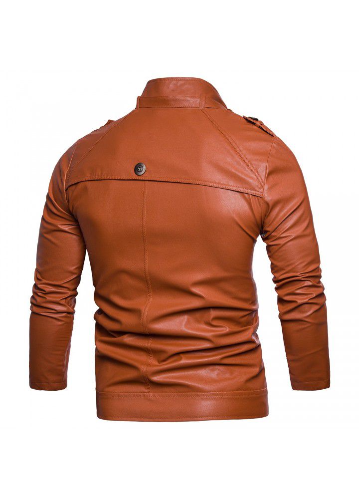 Cross border supply 2020 spring and autumn new men's multi button locomotive collar wash leather jacket men's jacket