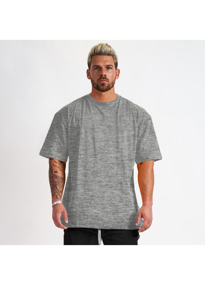 European and American hip hop style short sleeve sports fitness large t-shirt men's running leisure cotton exercise suit
