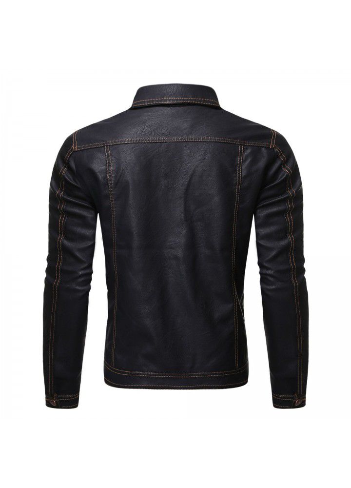 Foreign trade Amazon new wholesale young men's Lapel slim leather jacket wash PU leather jacket