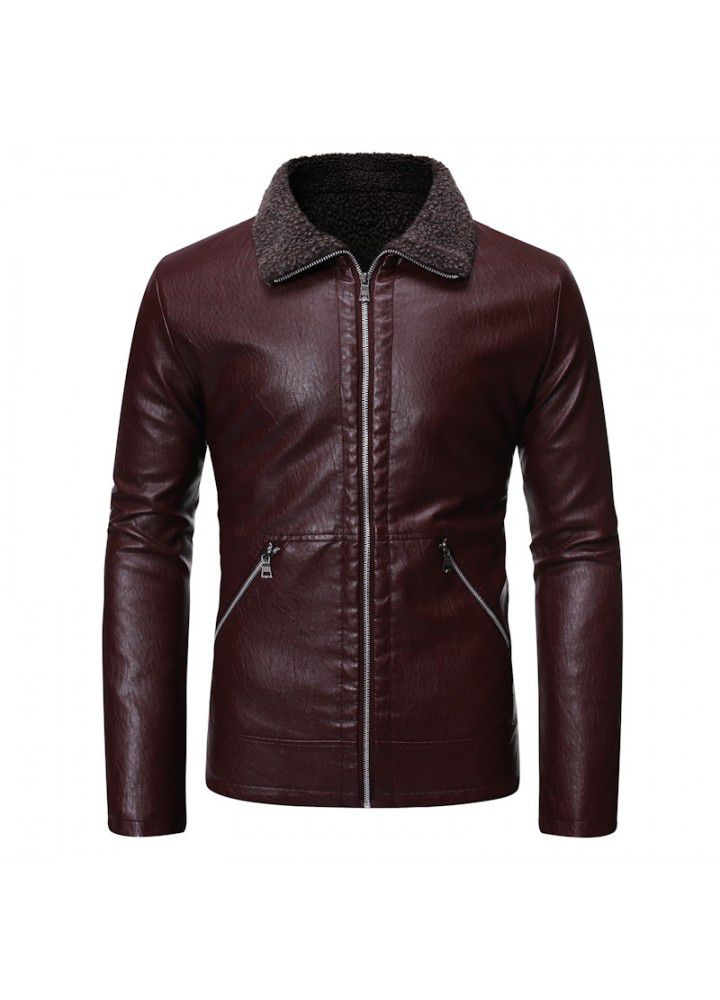 Foreign trade Amazon new high quality fur integrated fur coat men's winter warm lamb fur jacket
