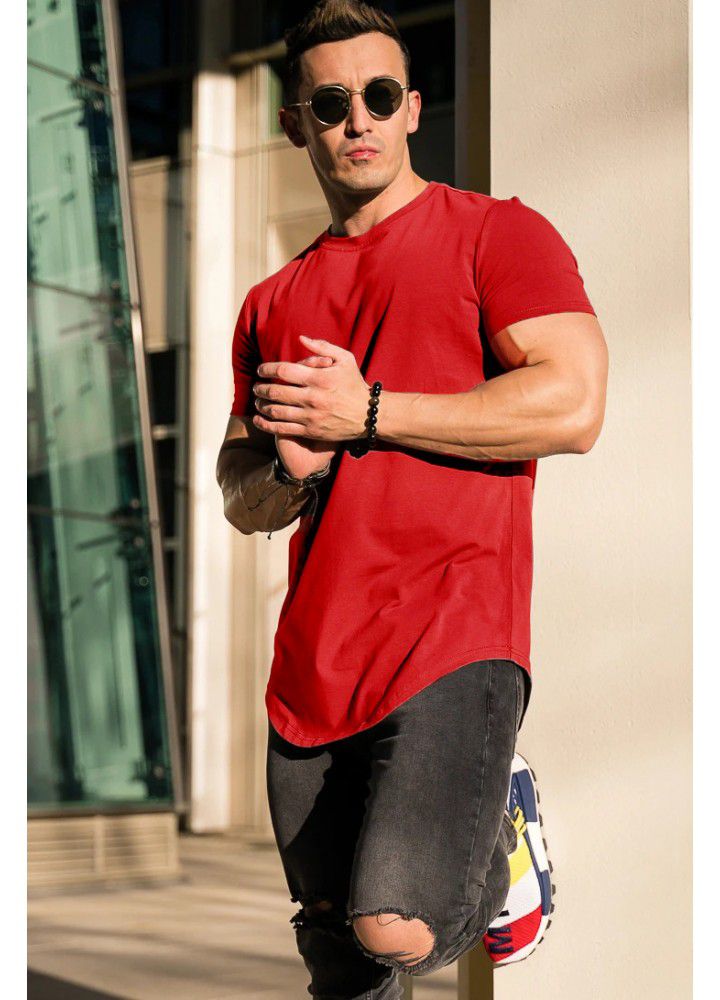 Muscle fitness brothers summer men's sports leisure exercise cotton loose short sleeve T-shirt no logo