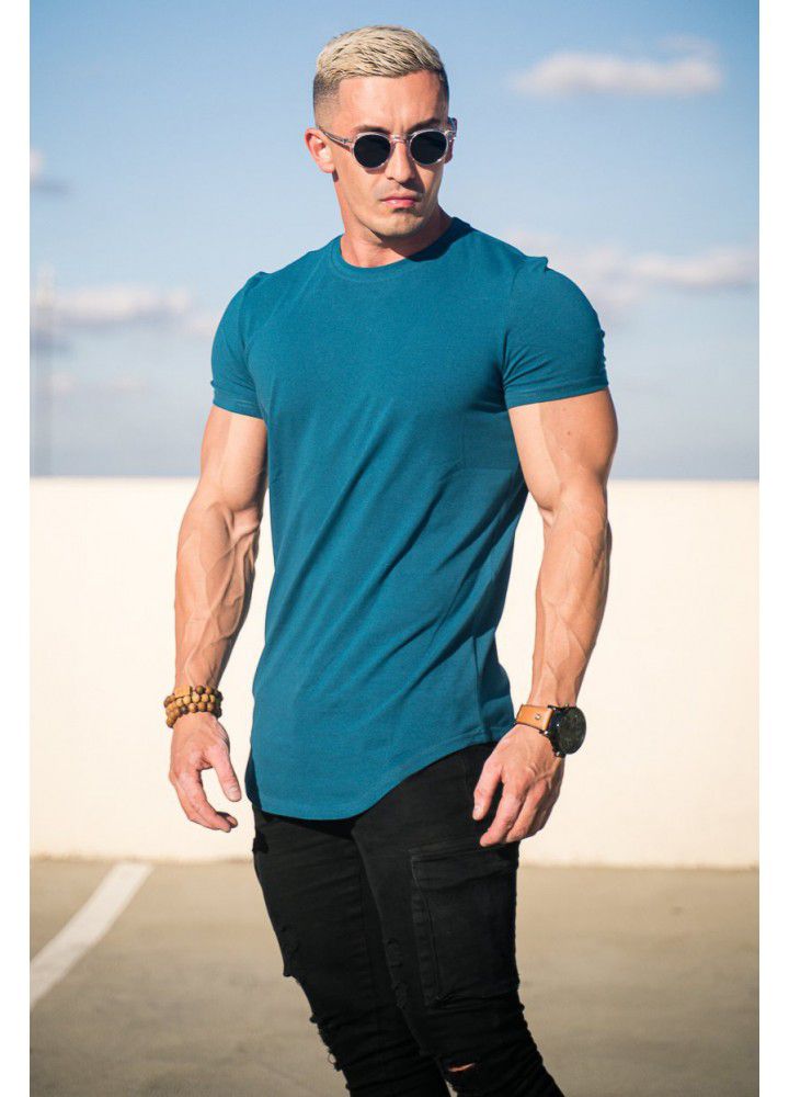 Muscle fitness brothers summer men's sports leisure exercise cotton loose short sleeve T-shirt no logo