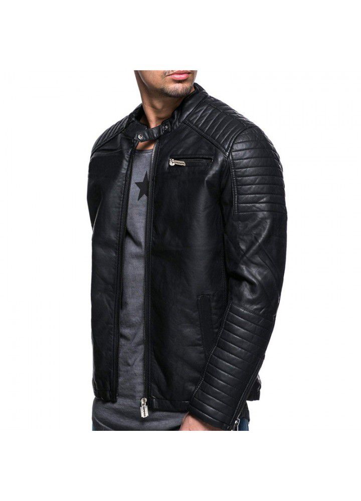 Foreign trade Amazon fall / winter 2019 Euro American men's fashion personality windproof locomotive leather jacket 4XL
