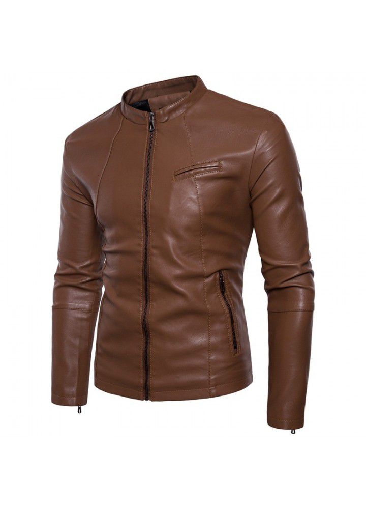 Express wish foreign trade supply collar leisure large thickened collar motorcycle leather jacket leather jacket men