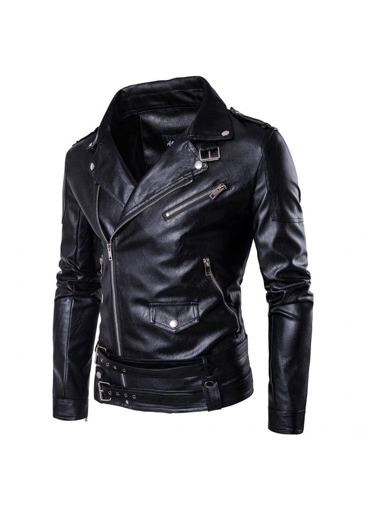 2018 foreign trade express wish men's leather clothing autumn and winter nightclub performance men's leather jacket large size coat