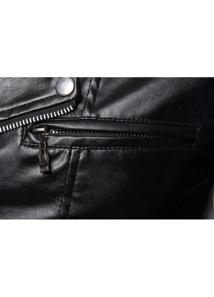 Cross border new express men's leather jacket jacket lapel PU leather short casual men's motorcycle jacket py16