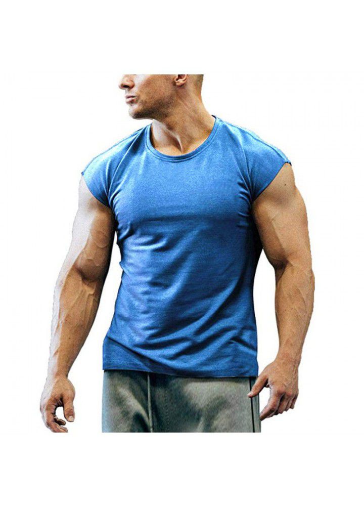 2020 new fashion sleeveless T-shirt men's summer leisure sports fitness men's short sleeve base shirt 
