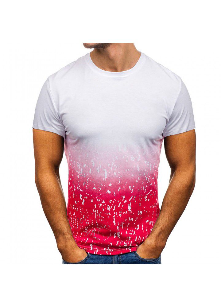 2021 Amazon foreign trade spring and summer European and American Short Sleeve gradient solid color leisure short T-shirt manufacturers wholesale