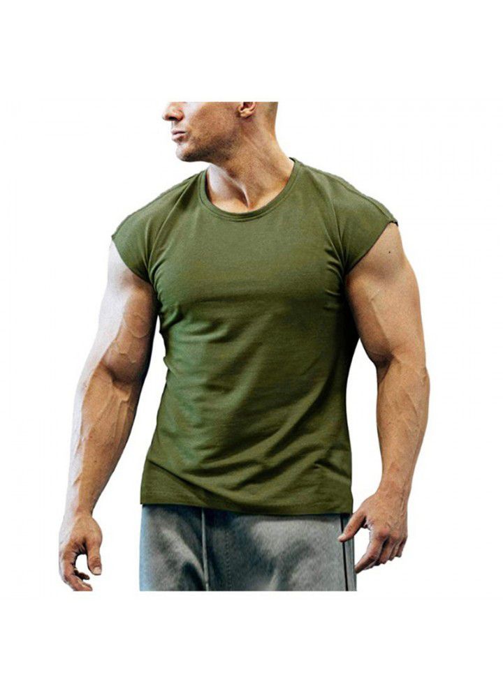 2020 new fashion sleeveless T-shirt men's summer leisure sports fitness men's short sleeve base shirt 