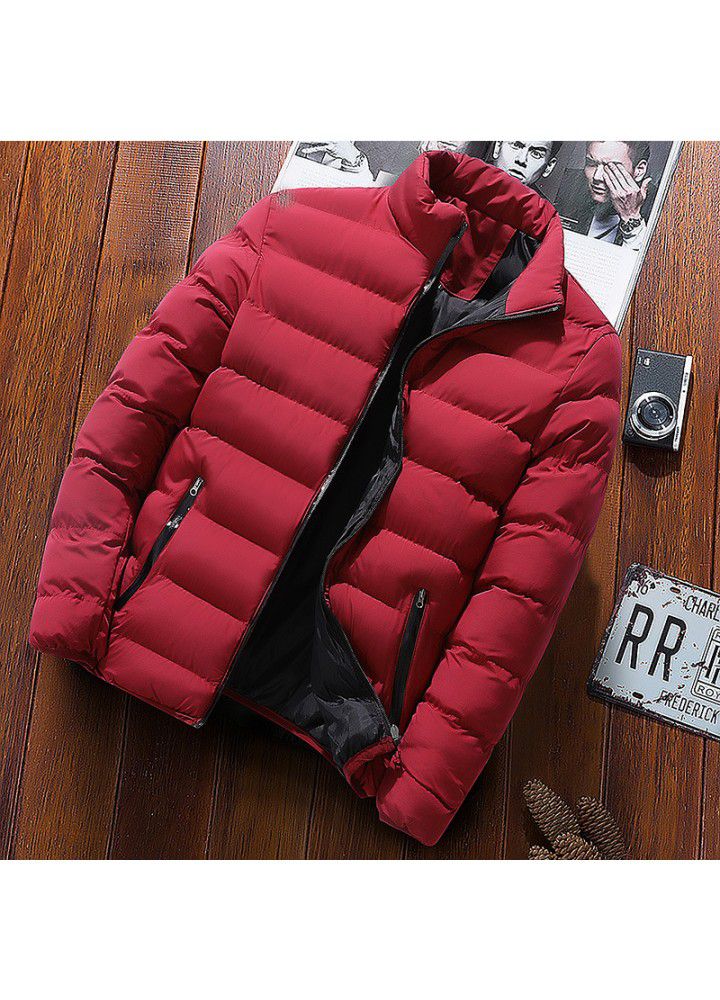 Autumn and winter 2020 thickened sports cotton padded jacket men's stand collar cardigan down jacket outdoor cotton padded jacket leisure coat warm cotton clothing