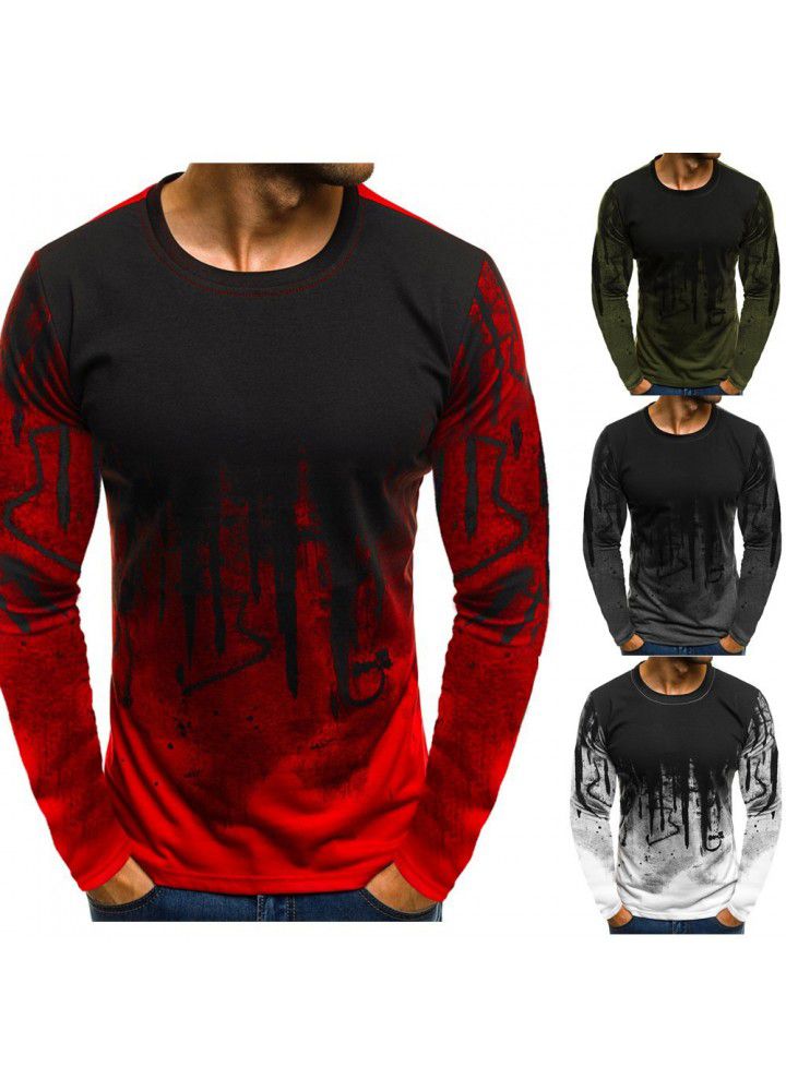 2020 new fashion sports fitness personalized printed t-shirt men's summer thin long sleeve 3D men's T-shirt