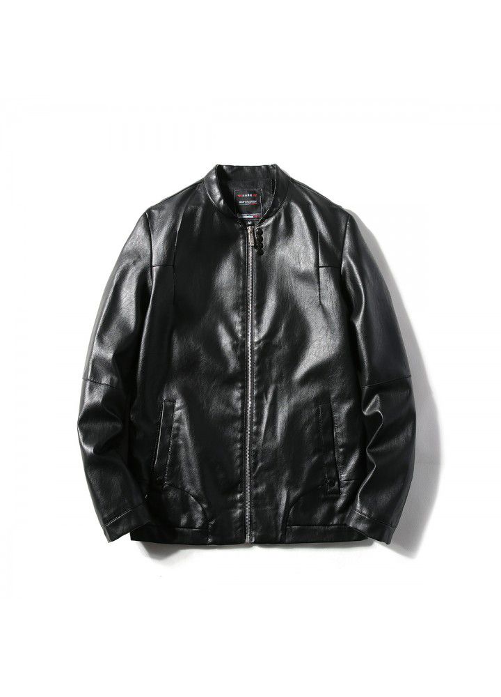 Foreign trade Amazon express fall and winter 2018 new men's PU leather collar large men's jacket