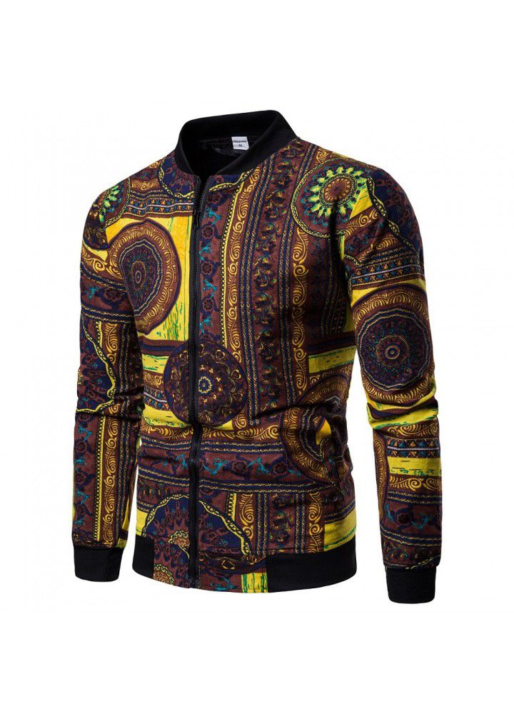 A new men's cotton and linen vertical collar jacket issued in autumn and winter of 2019