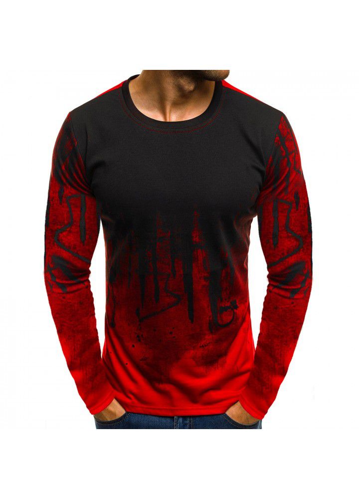 2020 new fashion sports fitness personalized printed t-shirt men's summer thin long sleeve 3D men's T-shirt