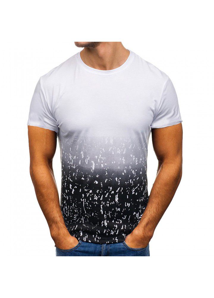2021 Amazon foreign trade spring and summer European and American Short Sleeve gradient solid color leisure short T-shirt manufacturers wholesale