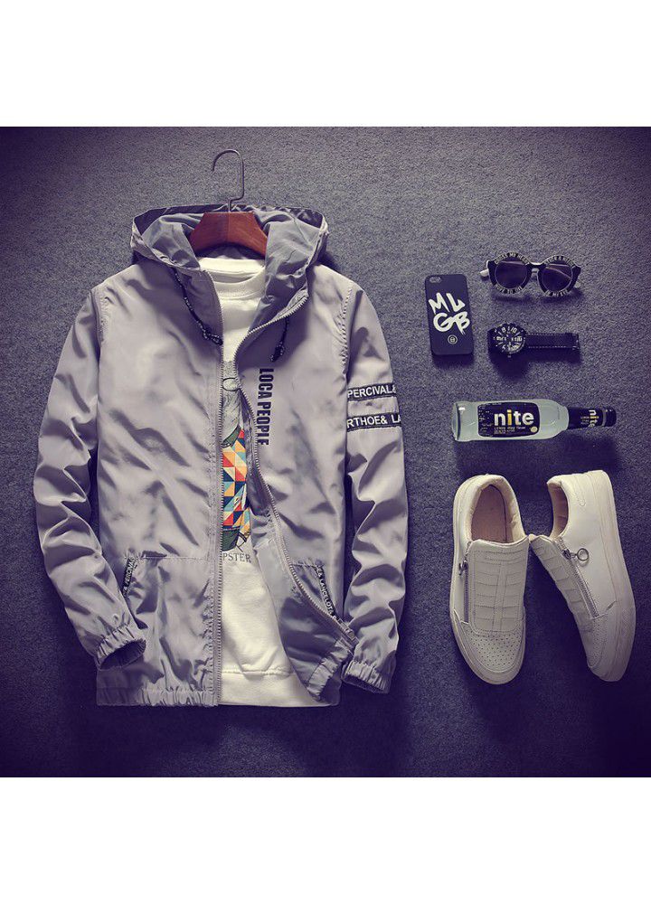 Autumn 2020 large jacket sunscreen men's coat thin young men's Hooded Jacket Large